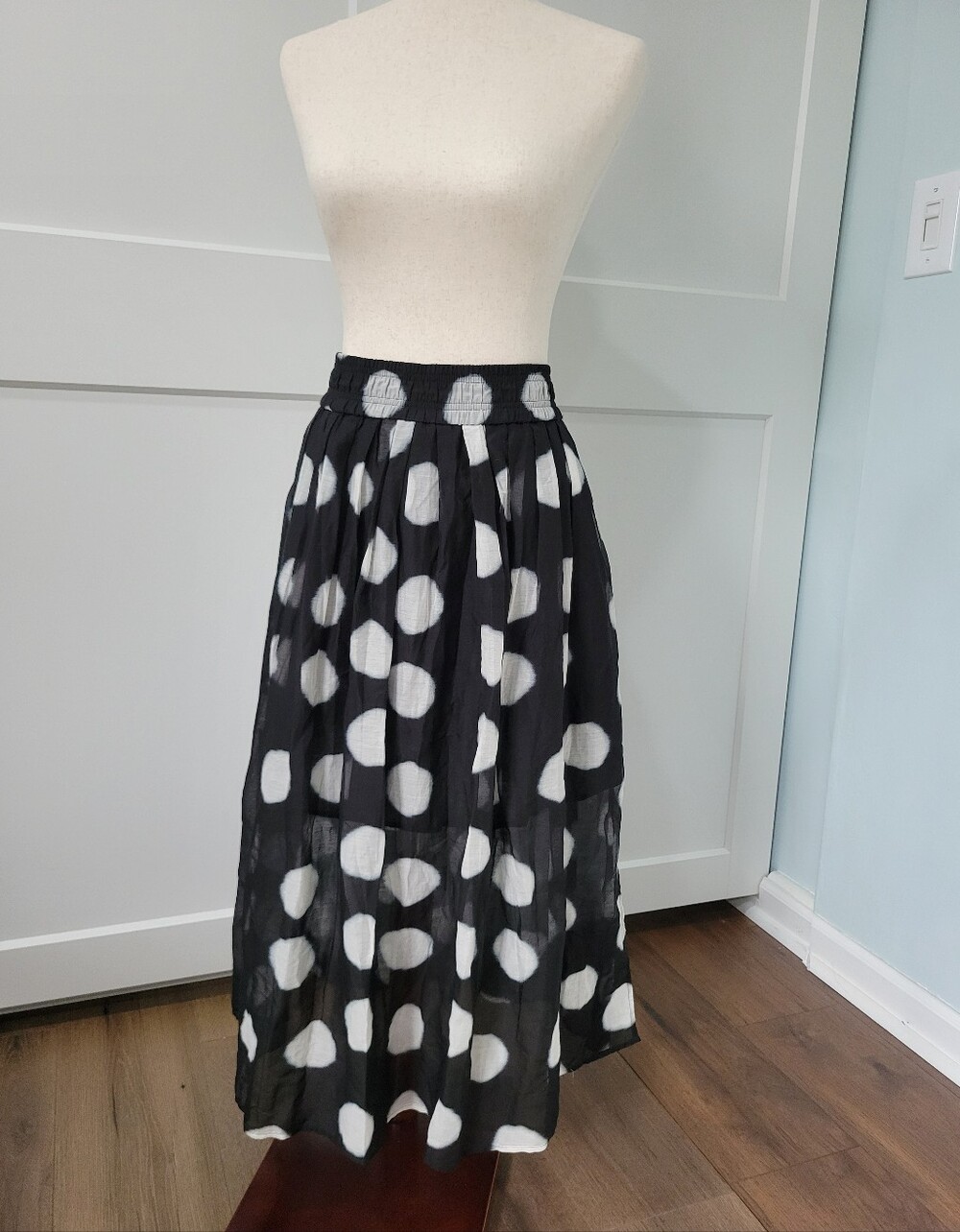 MARELLA Black Maxi Skirt with White Polka Dots